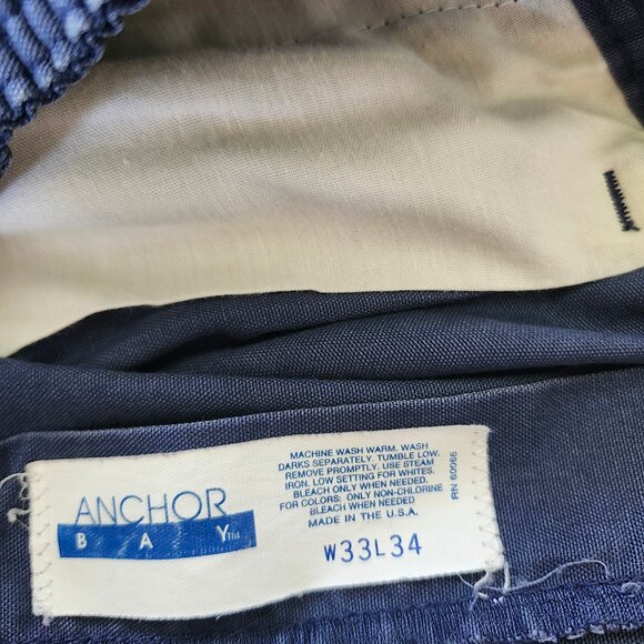 Vintage 90s Anchor Bay Blue Pants Size 33x34 Elastic Waist Made in USA Work Casu - Picture 3 of 11